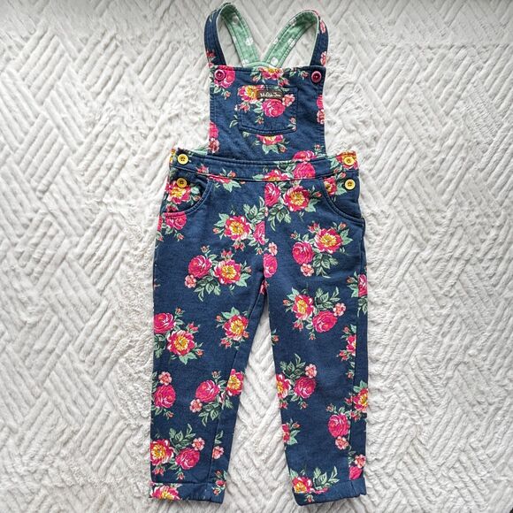 Matilda Jane Other - Matilda Jane Girls Size 4 Floral Overall Romper Blue Pink Garden Pockets